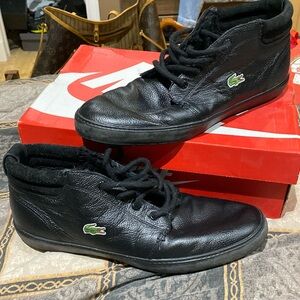 Black Leather Lacoste Shoes
